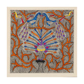 Madhubani Painting - Peacock in Tree of Life 10x10 - Eyaas